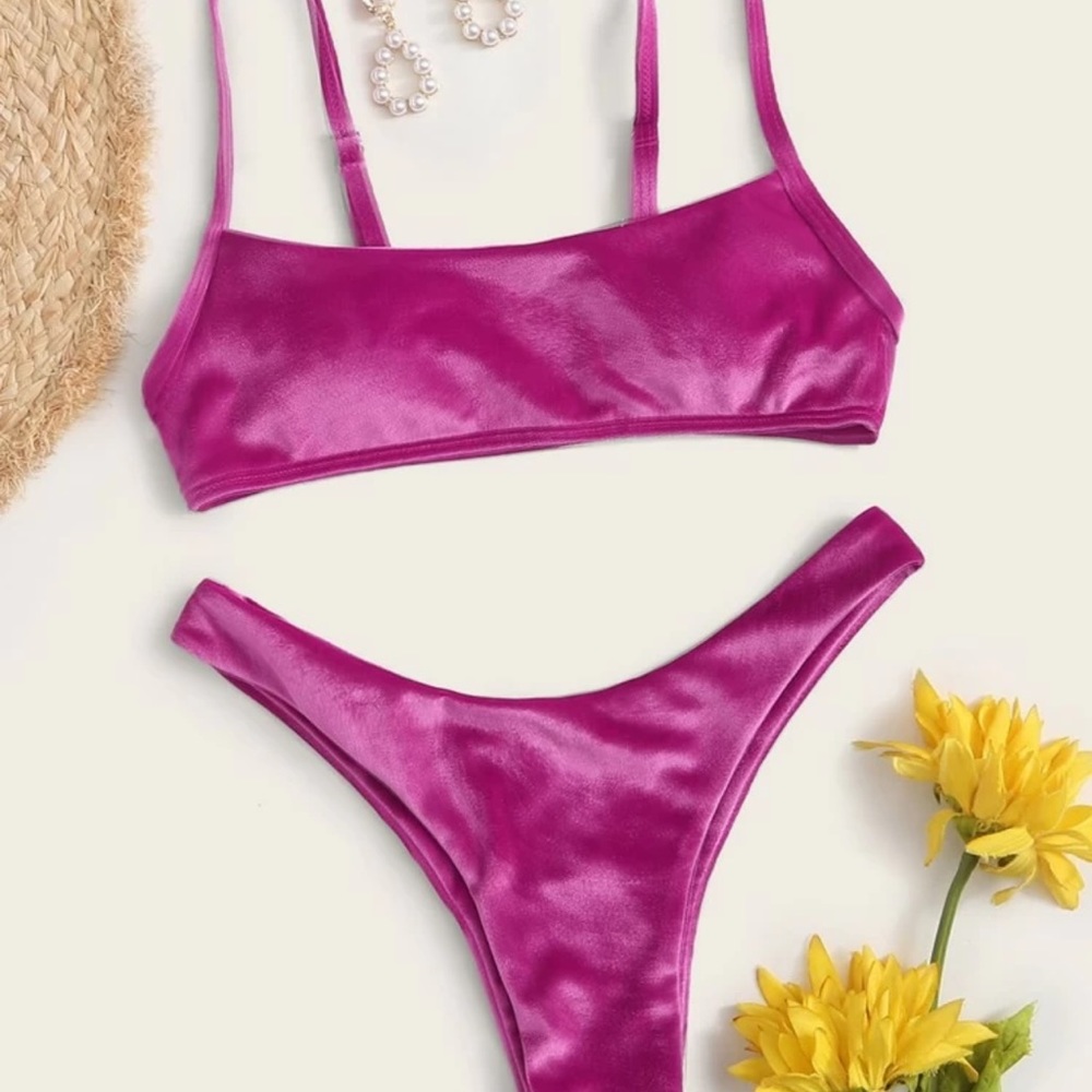 SHEIN Velvet Pink Bikini Bathing-suit